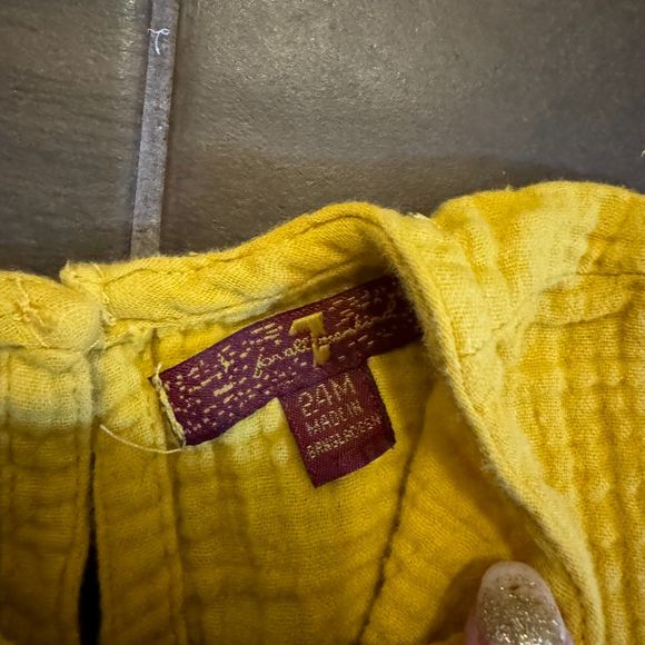 7 For All Mankind Mustard Yellow Long Sleeve Tiered Cotton Top & Jean Set 24M - Picture 4 of 9